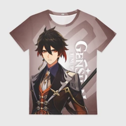 Женская футболка 3D Genshin Impact, Чжун Ли