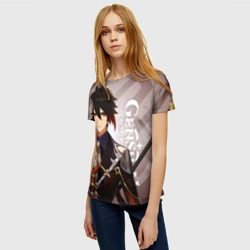 Женская футболка 3D Genshin Impact, Чжун Ли - фото 2