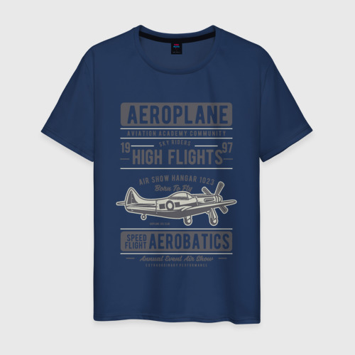 Мужская футболка хлопок Самолет, цвет темно-синий