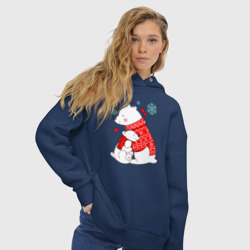 Женское худи Oversize хлопок Медведица с медвежонеком - фото 2