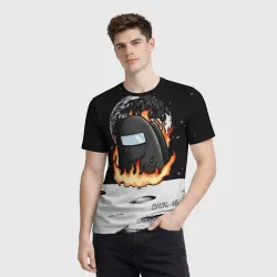 Мужская футболка 3D Among Us fire - фото 2
