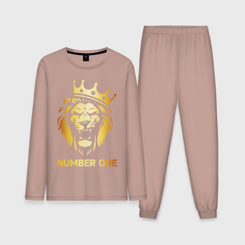 Мужская пижама с лонгсливом хлопок Золотой Лев, цвет пыльно-розовый