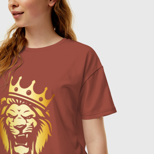 Женская футболка хлопок Oversize Золотой Лев, цвет кирпичный - фото 3