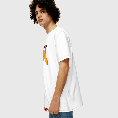 Мужская футболка хлопок Oversize Озорной флейтист, цвет белый - фото 5
