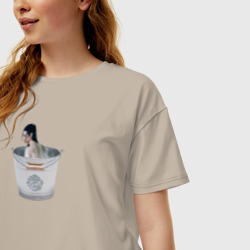 Женская футболка хлопок Oversize Лань Чжань в ведерке - фото 2