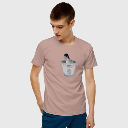 Мужская футболка хлопок Лань Чжань в ведерке, цвет пыльно-розовый - фото 3