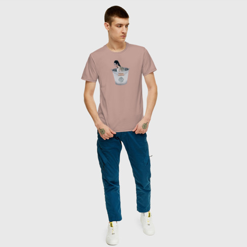 Мужская футболка хлопок Лань Чжань в ведерке, цвет пыльно-розовый - фото 5