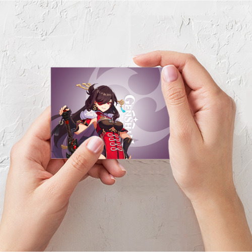 Поздравительная открытка Genshin Impact, Бэй Доу, цвет белый - фото 3