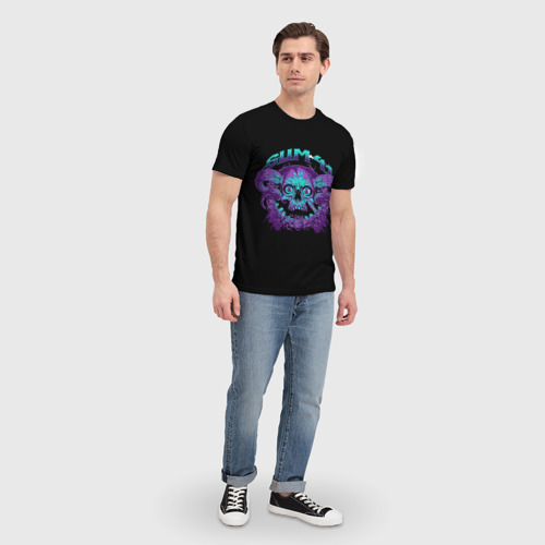Мужская футболка 3D с принтом Sum 41 skull, вид сбоку #3