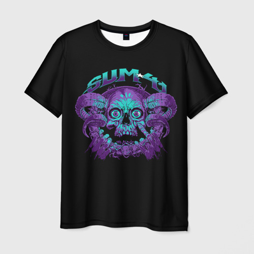 Мужская футболка 3D с принтом Sum 41 skull, вид спереди #2