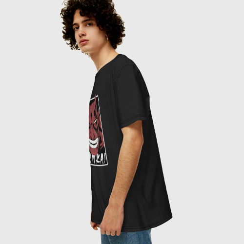 Мужская футболка хлопок Oversize с принтом Кенпачи Банкай, вид сбоку #3
