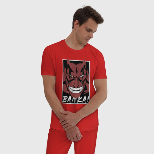 Мужская пижама хлопок Кенпачи Банкай, цвет красный - фото 3