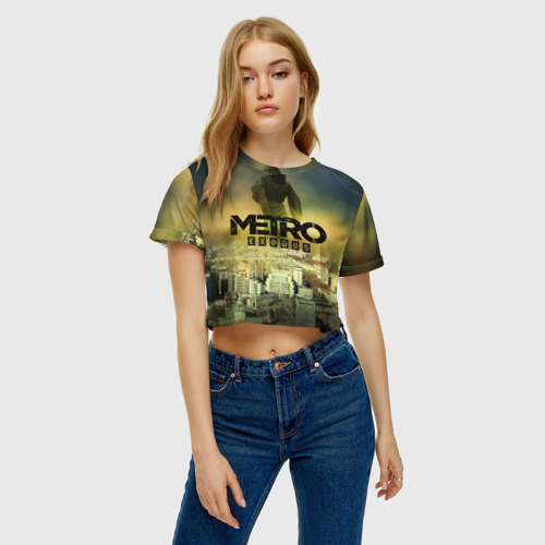 Женская футболка Crop-top 3D Metro  logo, цвет 3D печать - фото 3