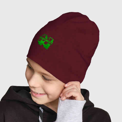 Детская шапка демисезонная M - Minecraft, цвет меланж-бордовый - фото 4