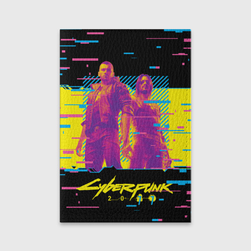 Обложка для паспорта матовая кожа Cyberpunk 2077 - Взлом системы, цвет желтый