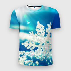Мужская футболка 3D Slim Снежинка На Солнце Новый Год