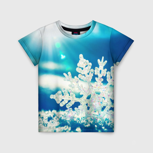 Детская футболка 3D Снежинка На Солнце Новый Год, цвет 3D печать