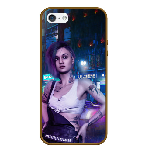 Чехол для iPhone 5/5S матовый Cyberpunk 2077, цвет коричневый