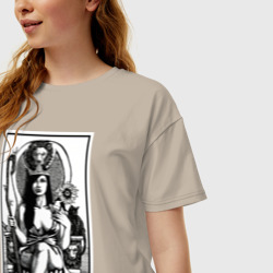Женская футболка хлопок Oversize Таро QUEEN of WANDS - фото 2