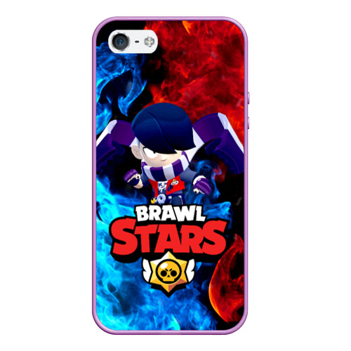 Чехол для iPhone 5/5S матовый Brawl Stars Эдгар, цвет сиреневый