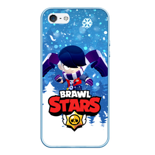 Чехол для iPhone 5/5S матовый Brawl Stars Эдгар, цвет голубой