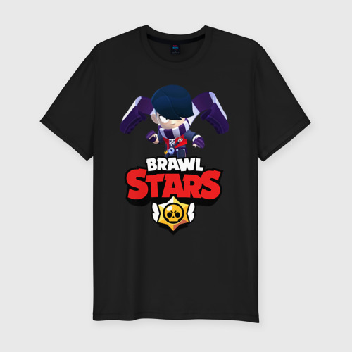 Мужская футболка хлопок Slim Brawl Stars Эдгар, цвет черный