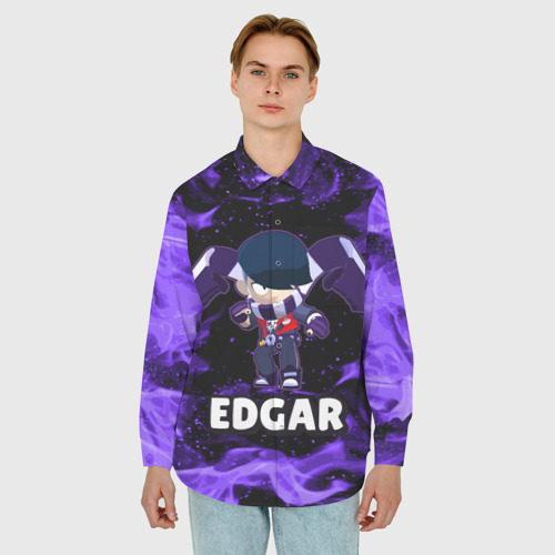 Мужская рубашка oversize 3D с принтом Brawl Stars Edgar, фото на моделе #1