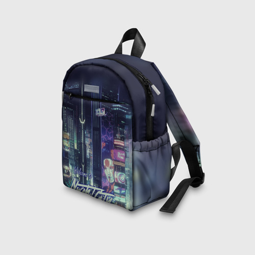 Детский рюкзак 3D с принтом Welcome to Night City, вид сбоку #3