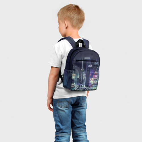 Детский рюкзак 3D с принтом Welcome to Night City, фото на моделе #1
