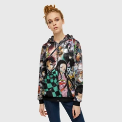Женская толстовка 3D на молнии Клинок рассекающий демонов: персонажи - фото 2