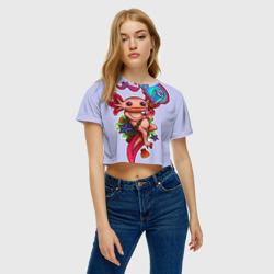 Женская футболка Crop-top 3D Магический аксолотль - фото 2