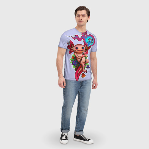 Мужская футболка 3D Магический аксолотль, цвет 3D печать - фото 5