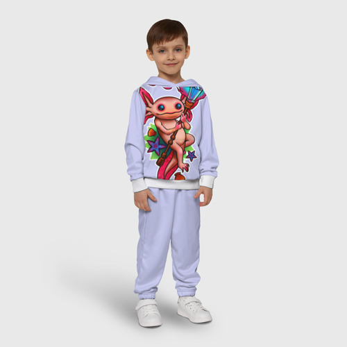 Детский костюм с толстовкой с принтом Магический аксолотль, фото на моделе #1