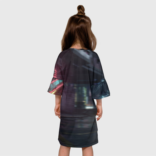 Детское платье 3D с принтом Cyberpunk 2077, вид сзади #2