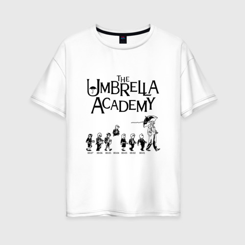 Женская футболка из хлопка оверсайз с принтом Академия Амбрелла, вид спереди №1