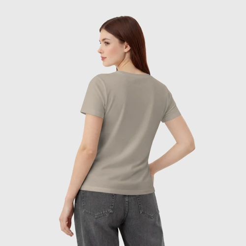 Женская футболка хлопок с принтом АК Амбрелла автографы актёров, вид сзади #2