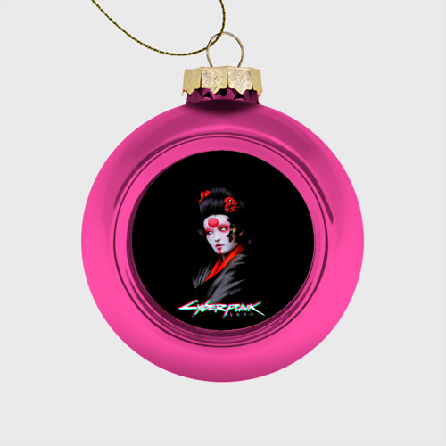 Стеклянный ёлочный шар Cyberpunk 2077 Japan, цвет розовый