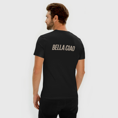 Мужская футболка хлопок Slim с принтом Payday Bella Ciao, вид сзади #2