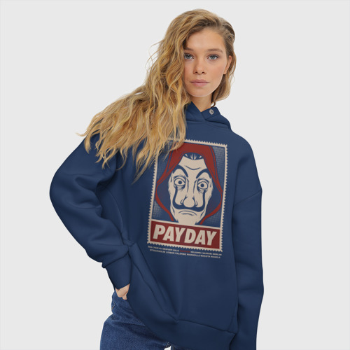 Женское худи Oversize хлопок Payday Bella Ciao, цвет темно-синий - фото 4