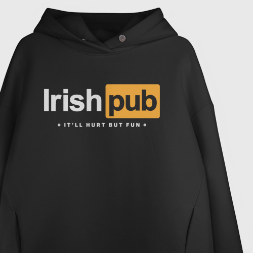 Женское худи Oversize хлопок Irish Pub, цвет черный - фото 3