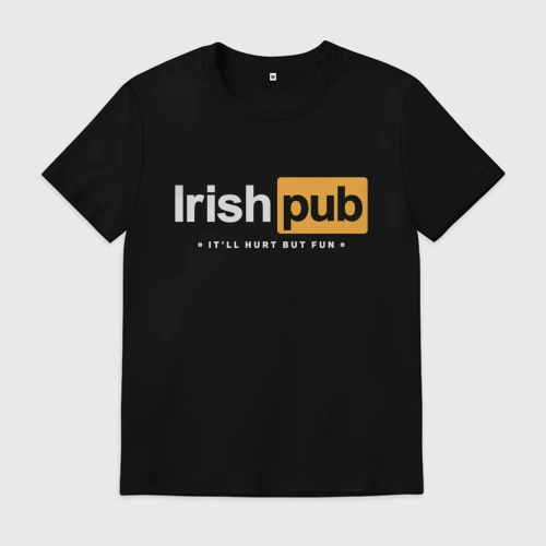Мужская футболка хлопок с принтом Irish Pub, вид спереди #2