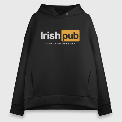 Женское худи Oversize хлопок Irish Pub, цвет черный