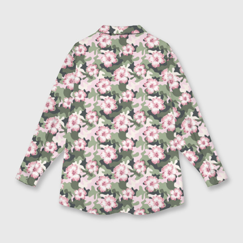 Мужская рубашка oversize 3D с принтом Камуфляж из цветов, вид сзади #1