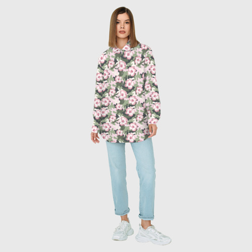 Женская рубашка oversize 3D с принтом Камуфляж из цветов, вид сбоку #3