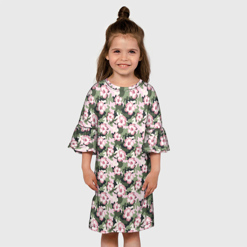 Детское платье 3D с принтом Камуфляж из цветов, вид сбоку #3