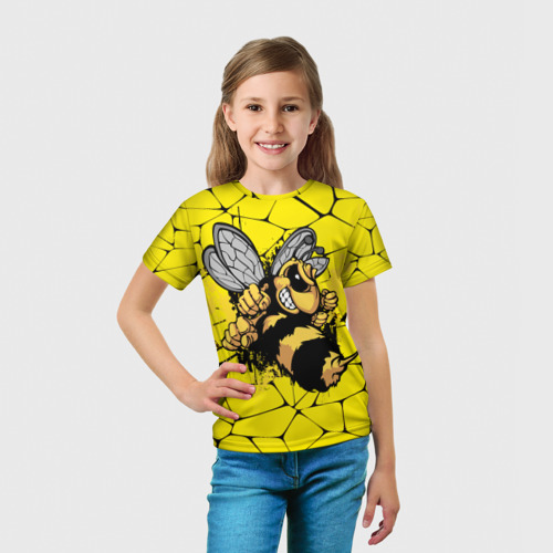 Детская футболка 3D Дикая пчела, цвет 3D печать - фото 5
