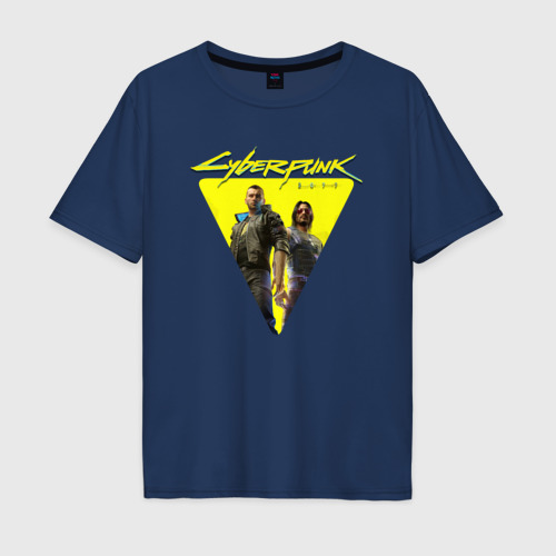 Мужская футболка хлопок Oversize с принтом Cyberpunk 2077, вид спереди #2