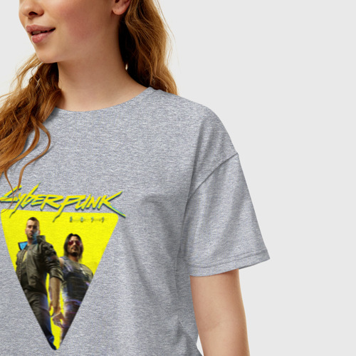 Женская футболка хлопок Oversize с принтом Cyberpunk 2077, фото на моделе #1