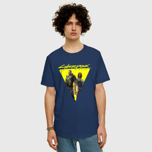 Мужская футболка хлопок Oversize с принтом Cyberpunk 2077, фото на моделе #1