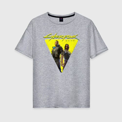 Женская футболка хлопок Oversize с принтом Cyberpunk 2077, вид спереди #2